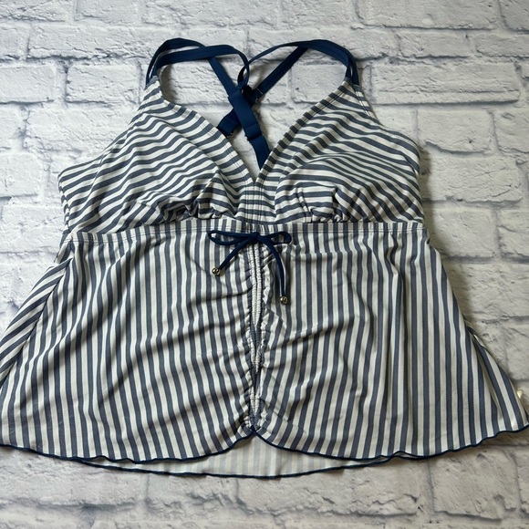 Nautical Navy/White Striped Tankini 2 Piece Swim Suit. Size 2X. #fishermancore - Picture 8 of 12